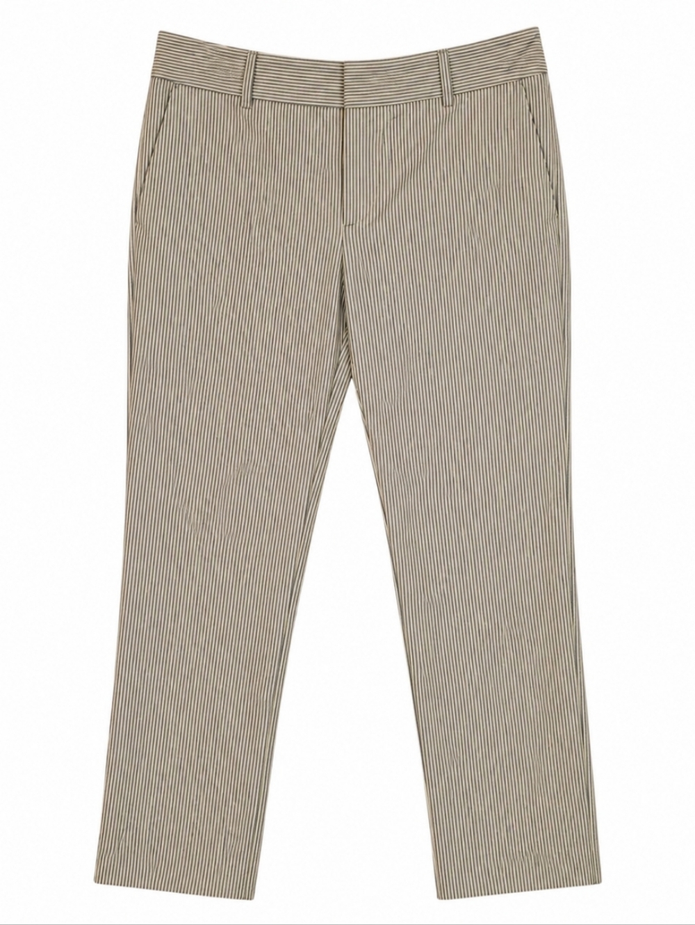 ​Norma Kamali Straw Stripe Ankle Crop Size 12 Cotton Blend Pinstripe Pants
